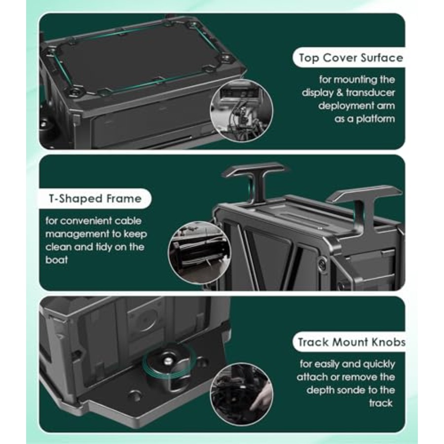 Op rails gemonteerde accubak v - Fish Finder Mount recensie en prijs